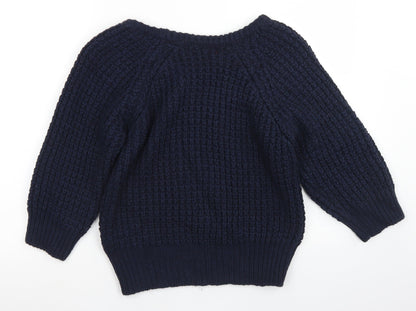 Limited Collection Womens Blue Round Neck  Acrylic Pullover Jumper Size S