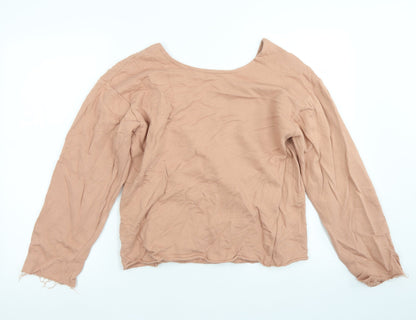 Womens UK Size S Zara Brown Wrap T-Shirt