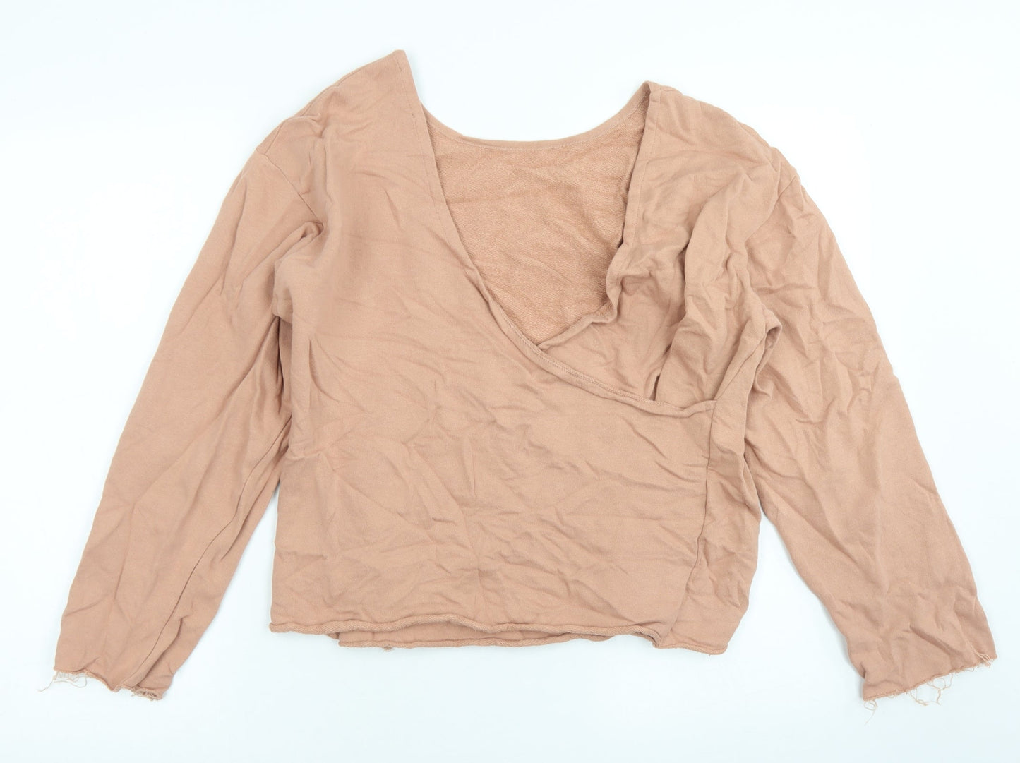 Womens UK Size S Zara Brown Wrap T-Shirt