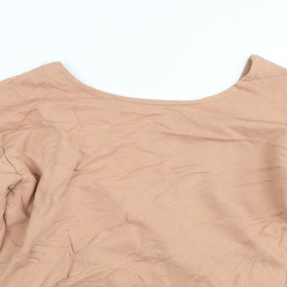 Womens UK Size S Zara Brown Wrap T-Shirt