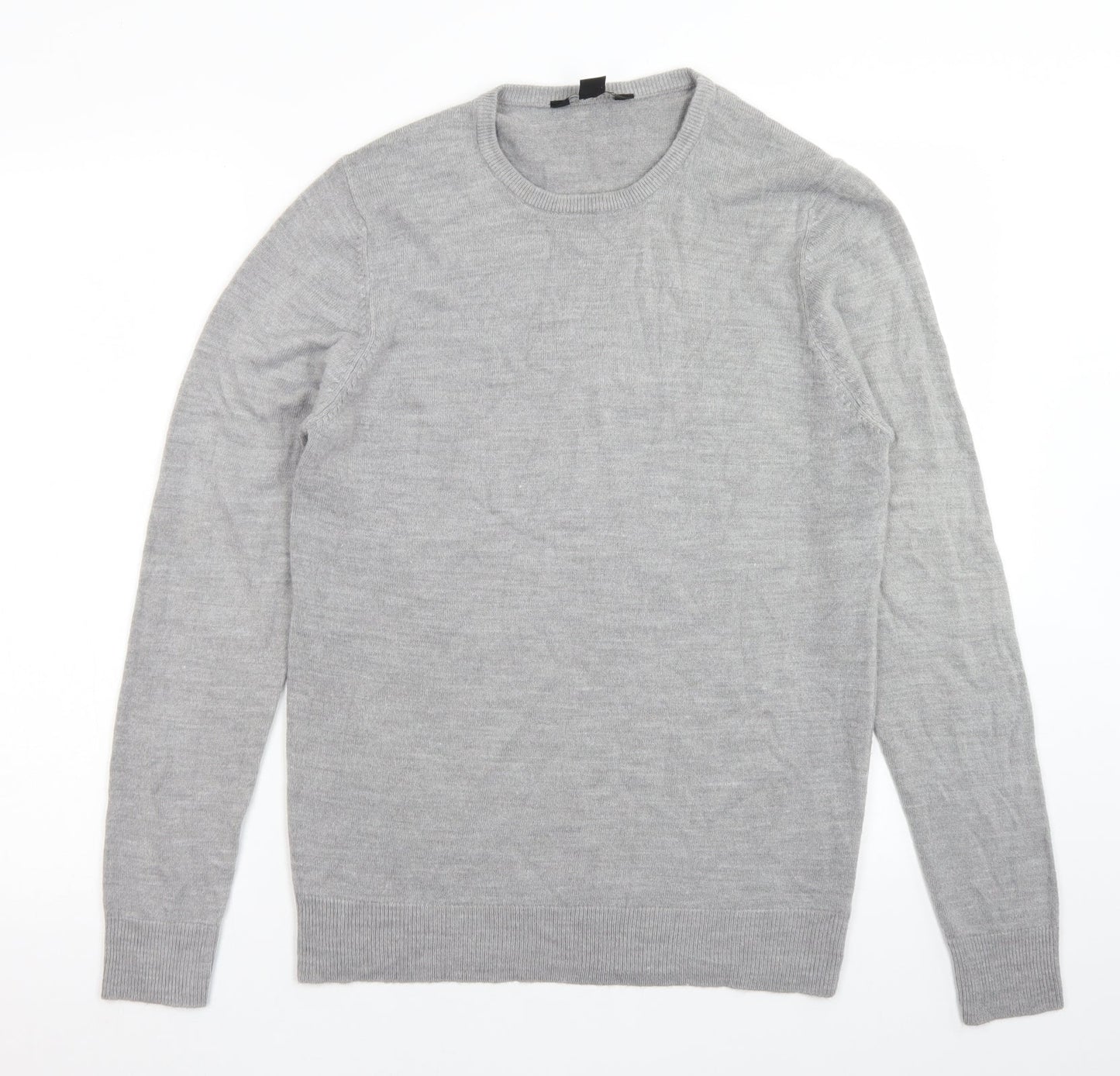 Cedar Wood State Mens Grey Crew Neck  Acrylic Pullover Jumper Size S