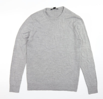 Cedar Wood State Mens Grey Crew Neck  Acrylic Pullover Jumper Size S