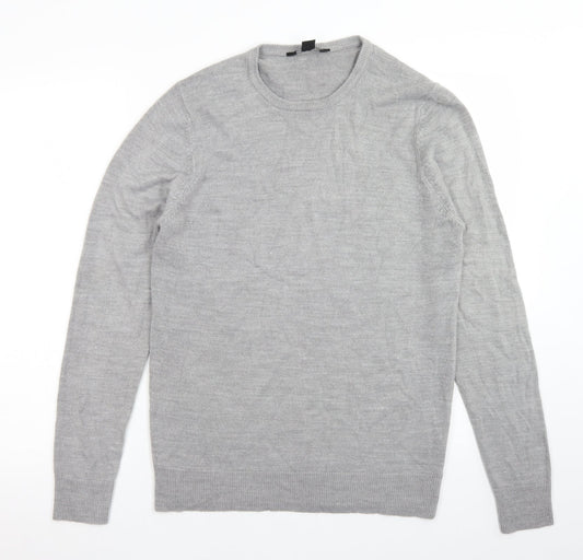 Cedar Wood State Mens Grey Crew Neck  Acrylic Pullover Jumper Size S