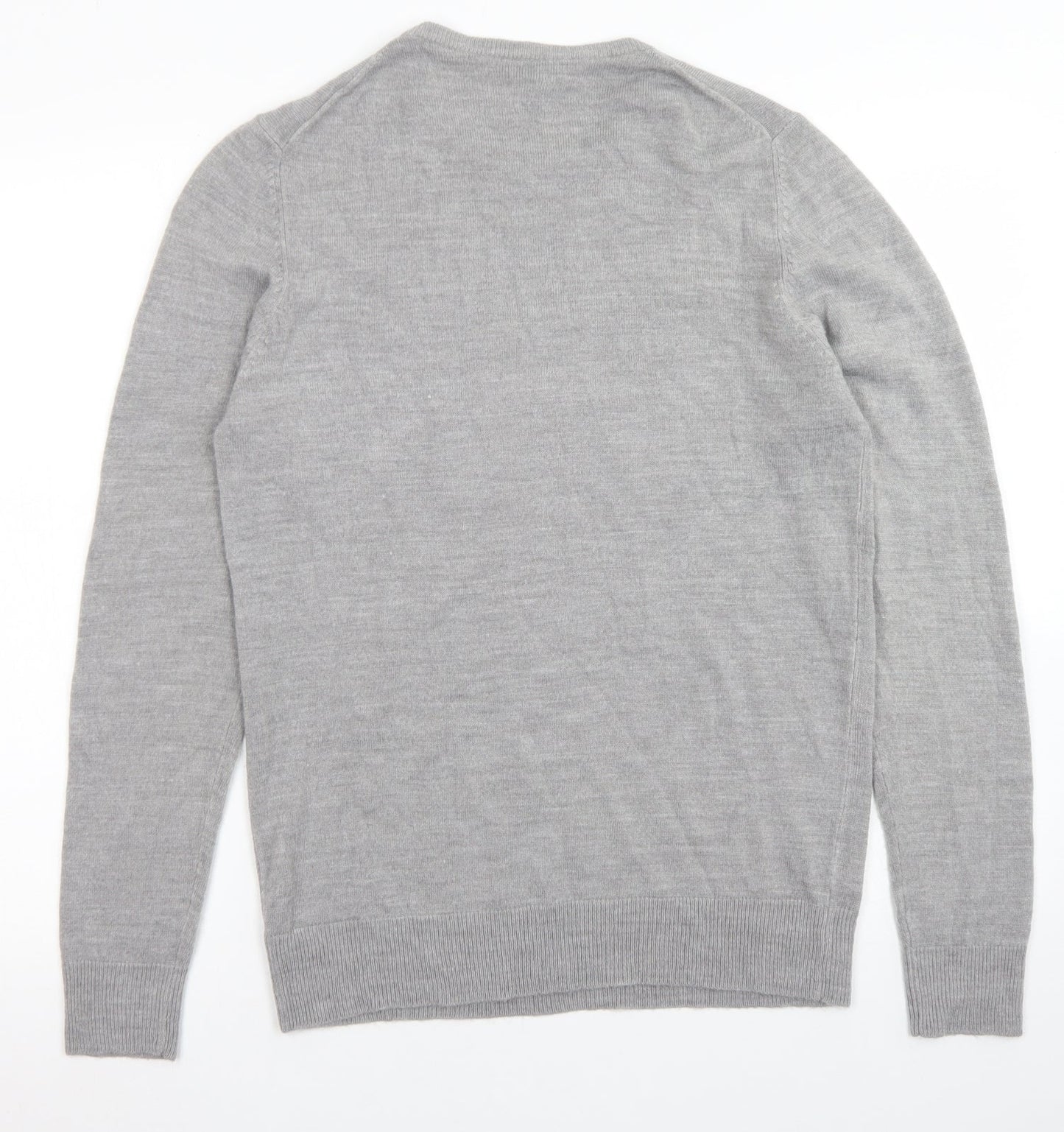 Cedar Wood State Mens Grey Crew Neck  Acrylic Pullover Jumper Size S