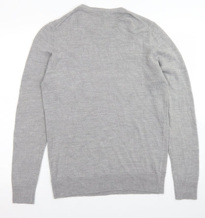 Cedar Wood State Mens Grey Crew Neck  Acrylic Pullover Jumper Size S