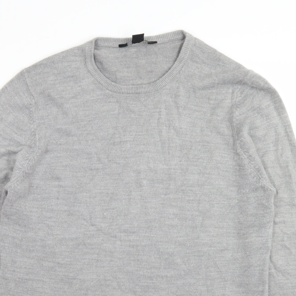 Cedar Wood State Mens Grey Crew Neck  Acrylic Pullover Jumper Size S