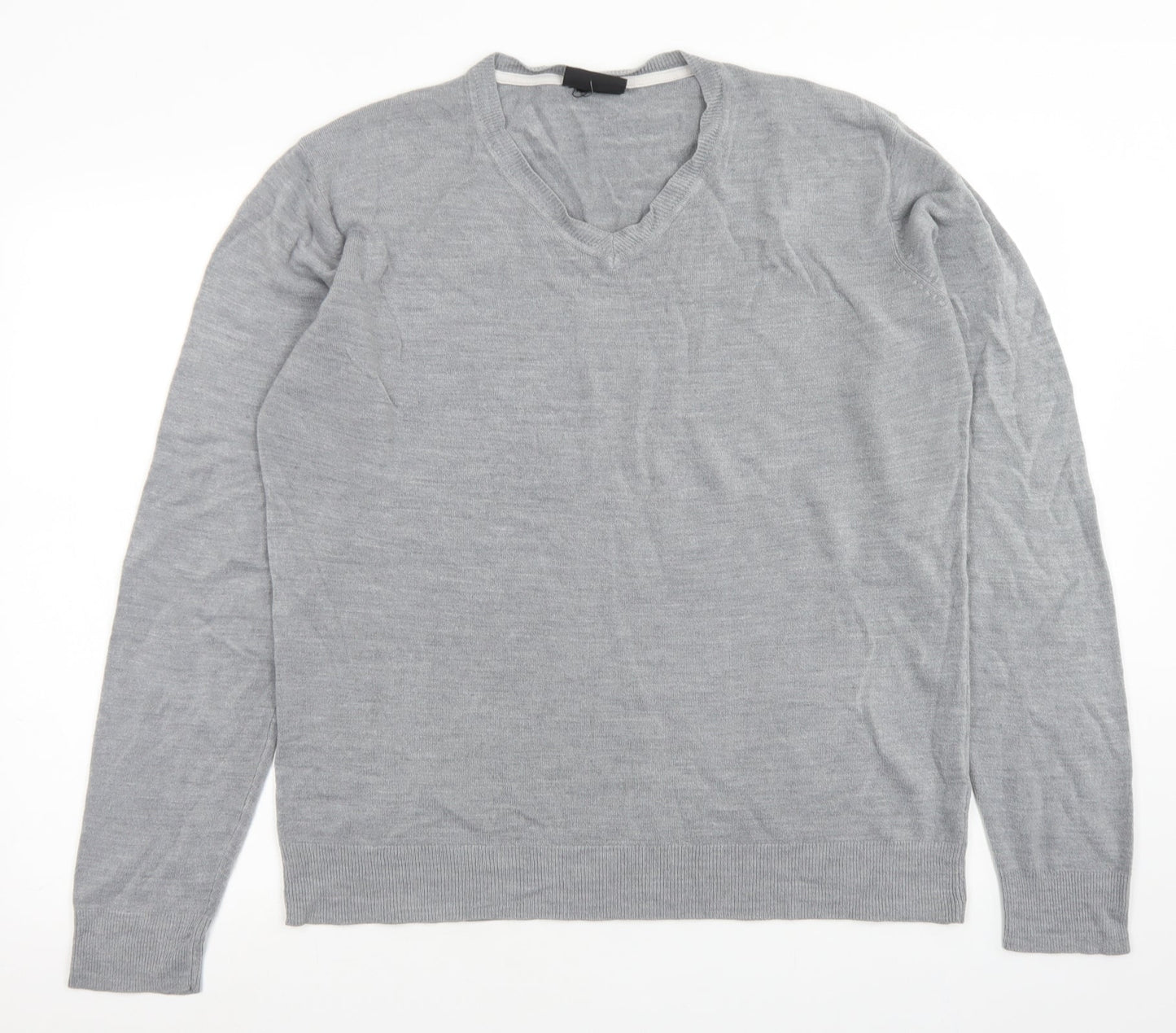 Burton Mens Grey V-Neck  Acrylic Pullover Jumper Size L