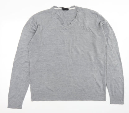 Burton Mens Grey V-Neck  Acrylic Pullover Jumper Size L
