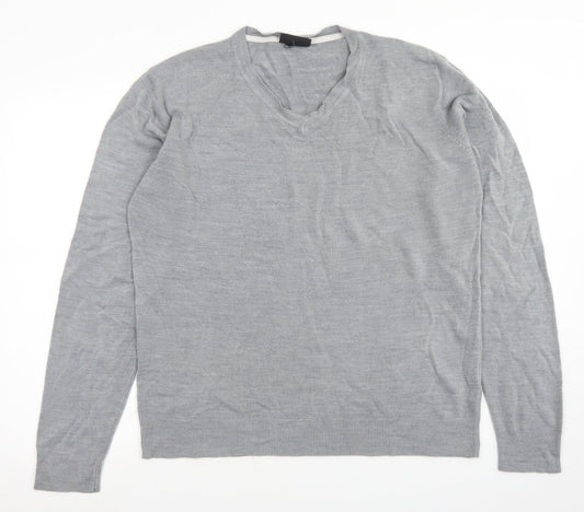 Burton Mens Grey V-Neck  Acrylic Pullover Jumper Size L