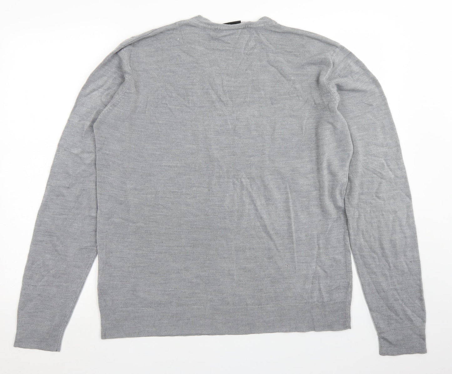 Burton Mens Grey V-Neck  Acrylic Pullover Jumper Size L