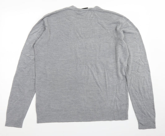 Burton Mens Grey V-Neck  Acrylic Pullover Jumper Size L