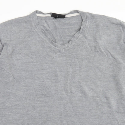 Burton Mens Grey V-Neck  Acrylic Pullover Jumper Size L