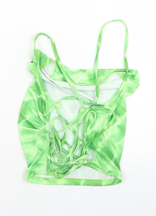 SheIn Womens Green  Polyester Cropped Tank Size S Cowl Neck - Corset style back