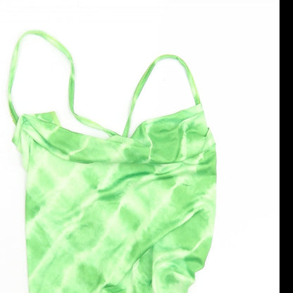 SheIn Womens Green  Polyester Cropped Tank Size S Cowl Neck - Corset style back