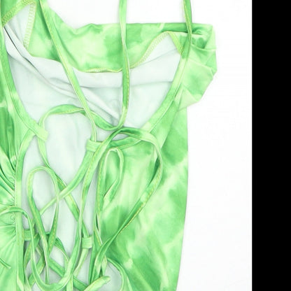 SheIn Womens Green  Polyester Cropped Tank Size S Cowl Neck - Corset style back