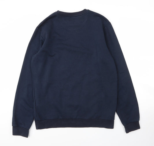 New Look Mens Blue Round Neck  Cotton Pullover Jumper Size M