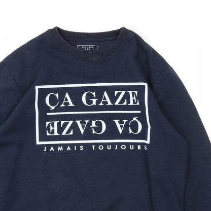 New Look Mens Blue Round Neck  Cotton Pullover Jumper Size M