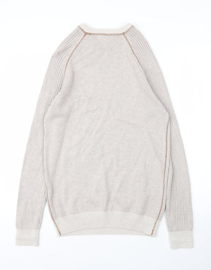 River Island Mens Beige Round Neck  Cotton Pullover Jumper Size S