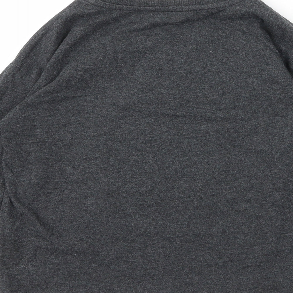 M&S Girls Grey  Cotton Basic T-Shirt Size 7 Years Round Neck