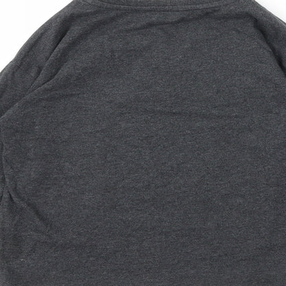 M&S Girls Grey  Cotton Basic T-Shirt Size 7 Years Round Neck