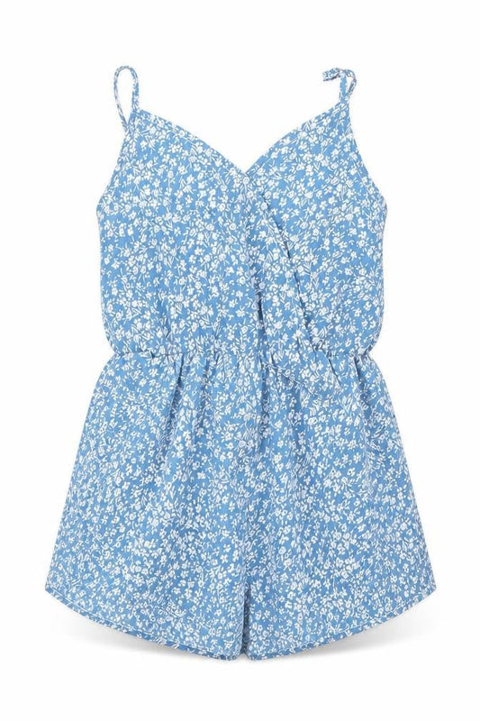 SheIn Girls Blue Floral Polyester Romper One-Piece Size 8 Years