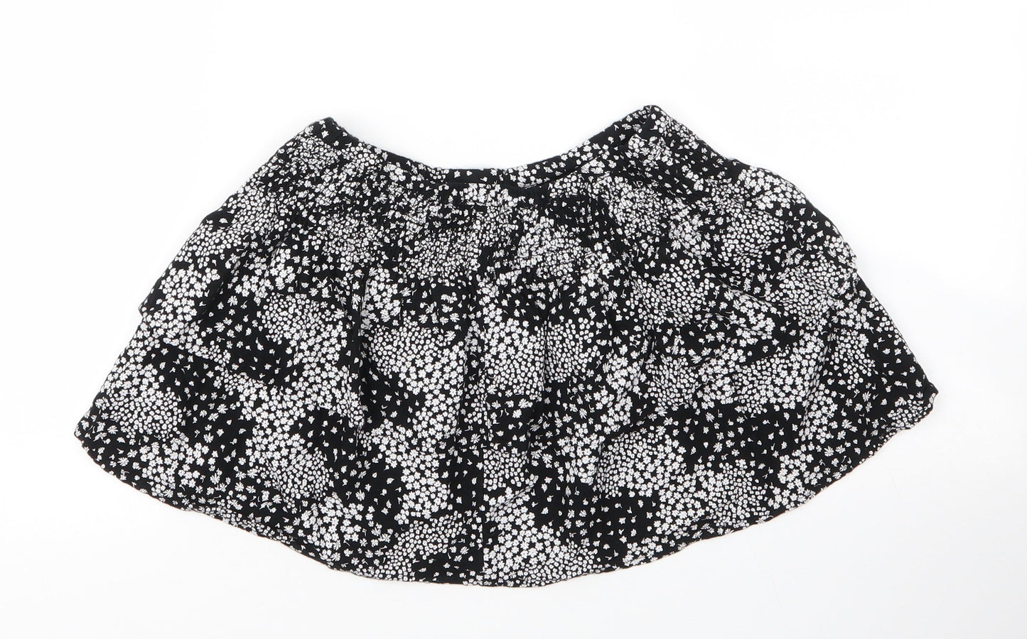 M&S Girls Black Floral Viscose Mini Skirt Size 7 Years  Regular