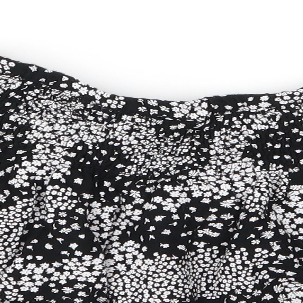 M&S Girls Black Floral Viscose Mini Skirt Size 7 Years  Regular