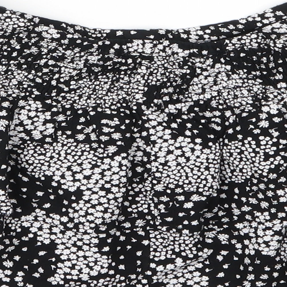 M&S Girls Black Floral Viscose Mini Skirt Size 7 Years  Regular