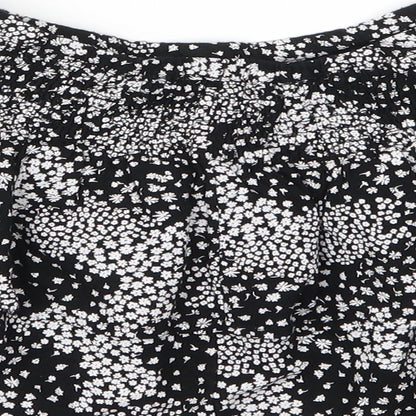 M&S Girls Black Floral Viscose Mini Skirt Size 7 Years  Regular