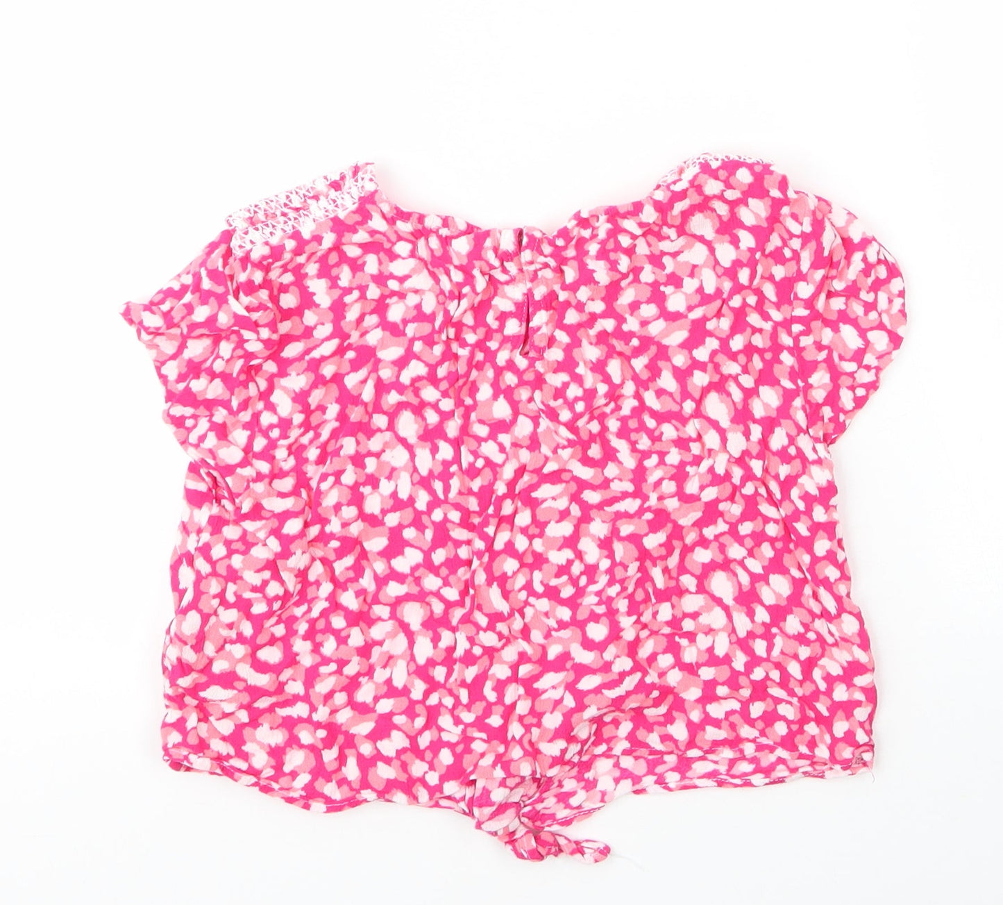 Minoti Girls Pink  Viscose Cropped Blouse Size 11 Years Round Neck