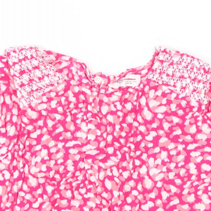 Minoti Girls Pink  Viscose Cropped Blouse Size 11 Years Round Neck