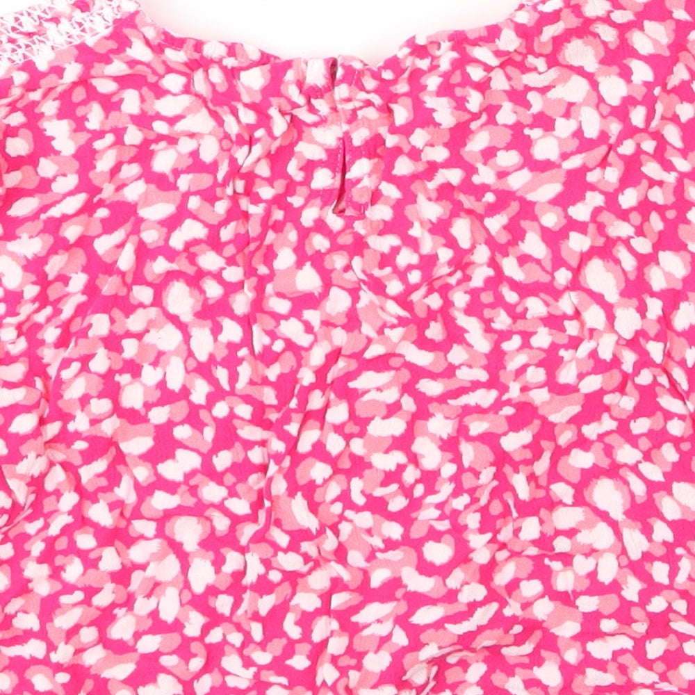 Minoti Girls Pink  Viscose Cropped Blouse Size 11 Years Round Neck