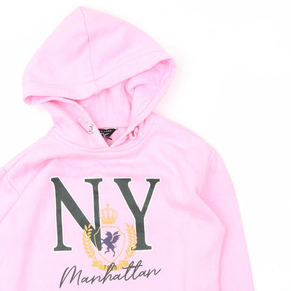 New Look Girls Pink  Cotton Pullover Hoodie Size 14 Years