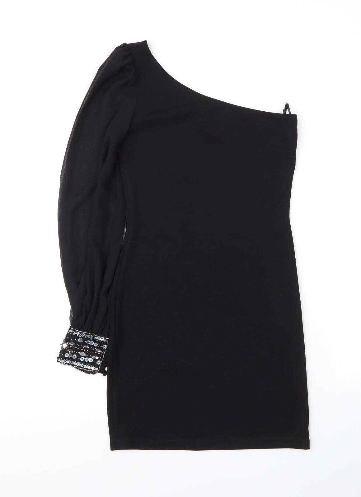 Jane Norman Womens Black  Cotton Sheath  Size 6  Off the Shoulder