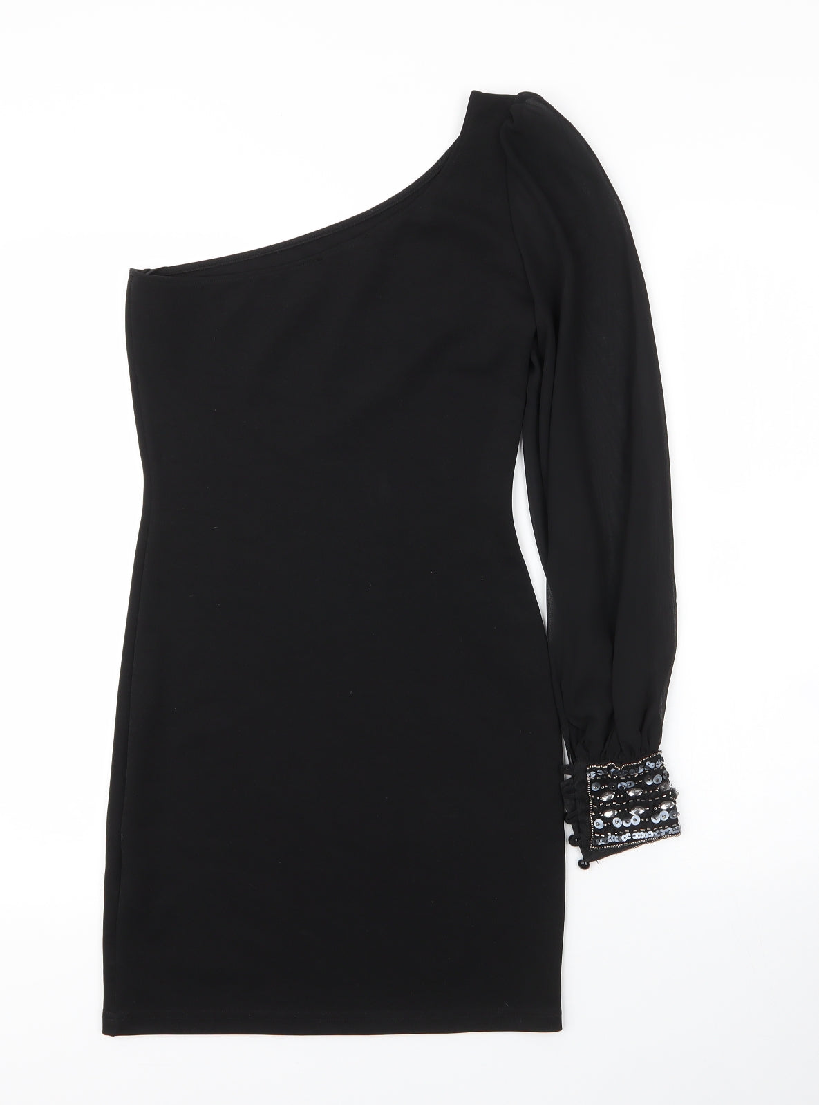 Jane Norman Womens Black  Cotton Sheath  Size 6  Off the Shoulder