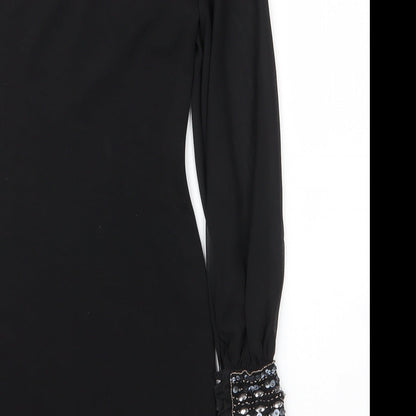 Jane Norman Womens Black  Cotton Sheath  Size 6  Off the Shoulder