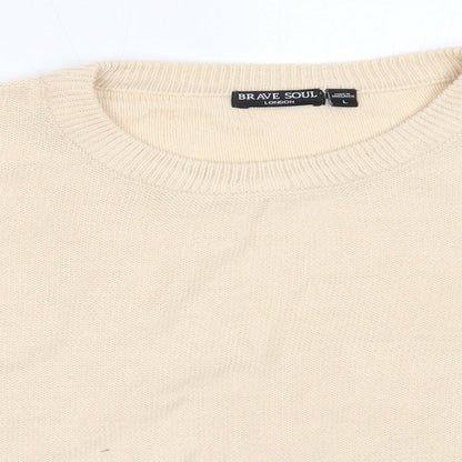Womens UK Size L Brave Soul Beige Pullover Jumper