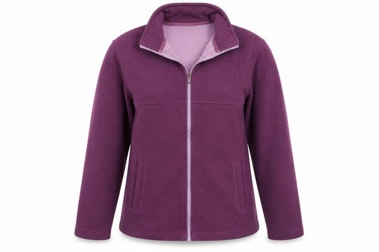Front view of Sarah Hamilton women’s purple jacket, size M