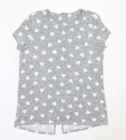 TU Womens Grey  Viscose Basic T-Shirt Size 12 Round Neck