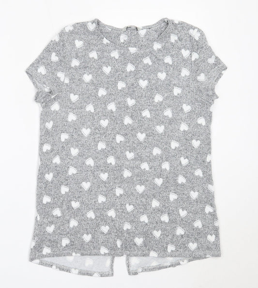 TU Womens Grey  Viscose Basic T-Shirt Size 12 Round Neck