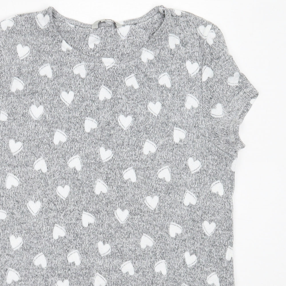 TU Womens Grey  Viscose Basic T-Shirt Size 12 Round Neck