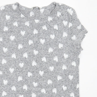 TU Womens Grey  Viscose Basic T-Shirt Size 12 Round Neck