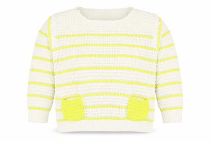 Front view of Originals women’s ivory round neck striped acrylic jumper, size XL