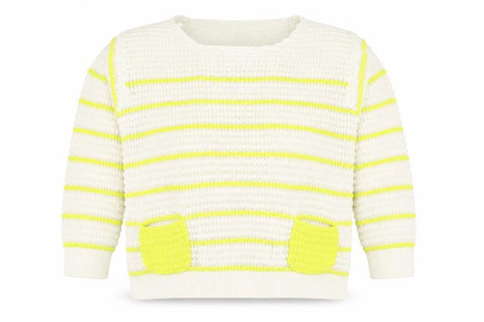 Front view of Originals women’s ivory round neck striped acrylic jumper, size XL