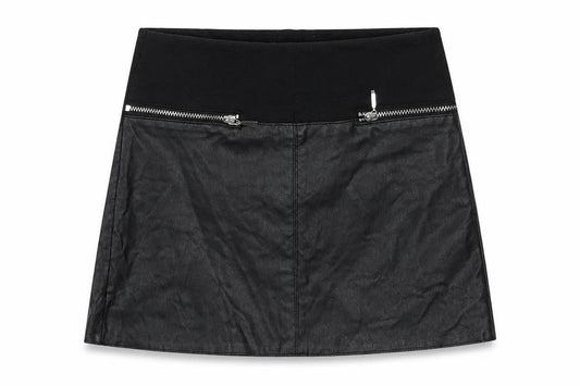 Front view of River Island girls’ black polyester mini skirt, size 6, years regular