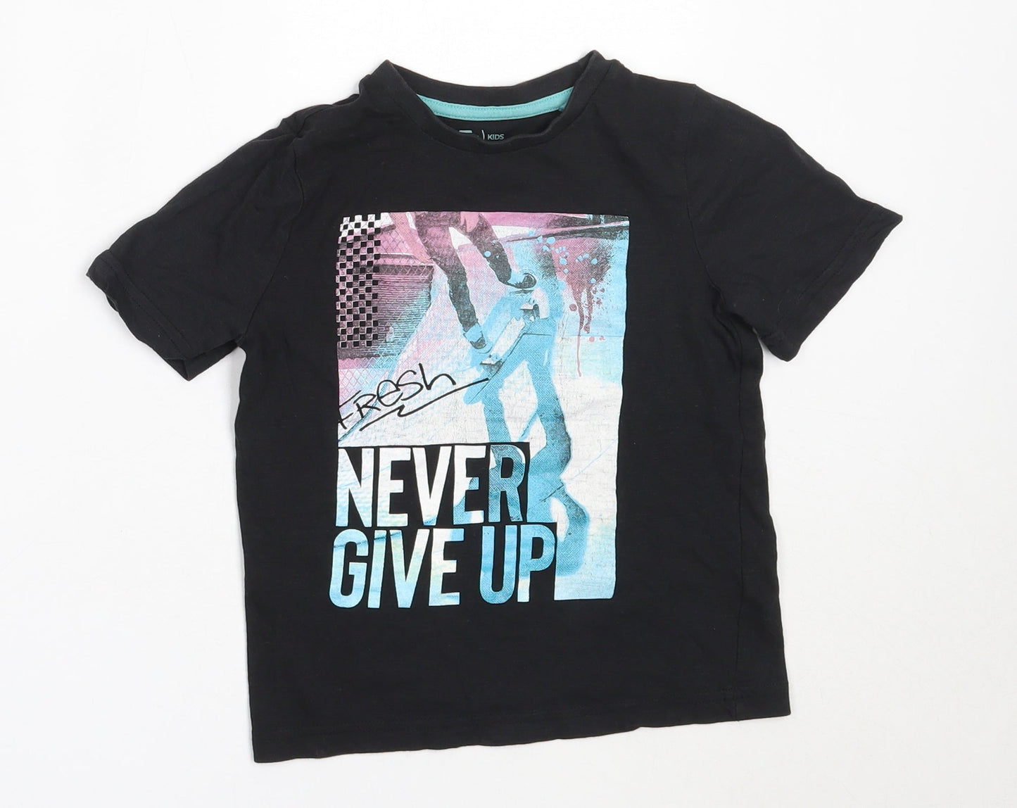 TU Boys Black  Cotton Basic T-Shirt Size 4 Years Round Neck