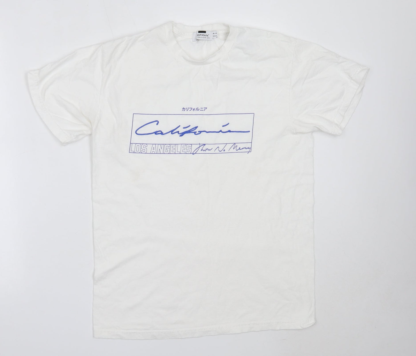 Topman Mens White  Cotton  T-Shirt Size S Round Neck