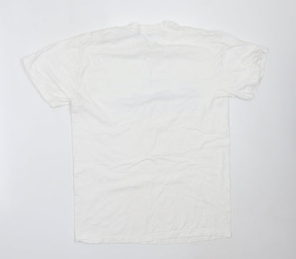 Topman Mens White  Cotton  T-Shirt Size S Round Neck