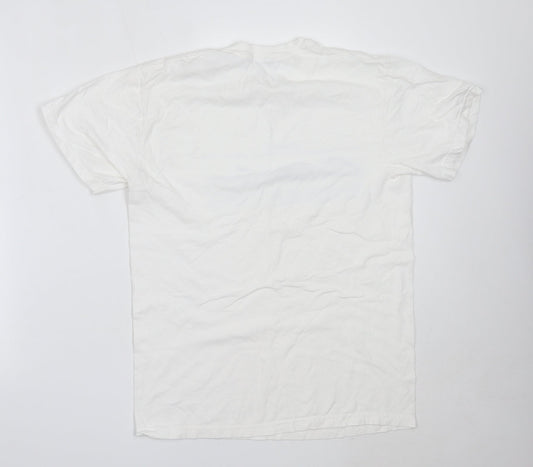 Topman Mens White  Cotton  T-Shirt Size S Round Neck