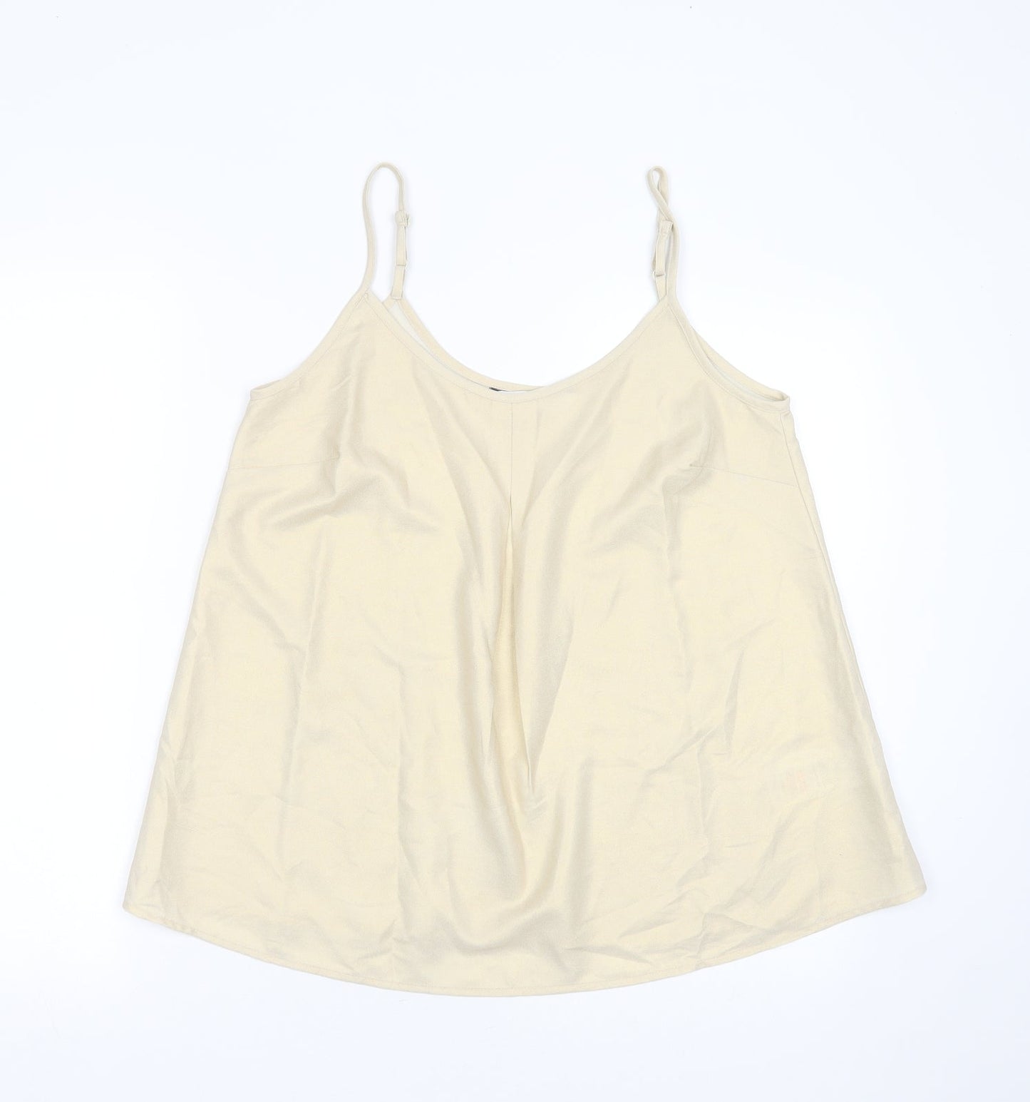 CAPSULE  Womens Gold  Polyester Camisole Blouse Size 12 Round Neck